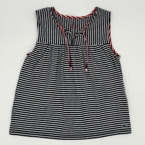EUC Vineyard Vines Navy and White Striped Top with Red Trim
